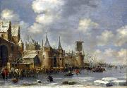 Thomas Hovenden Skaters outside city walls oil painting reproduction